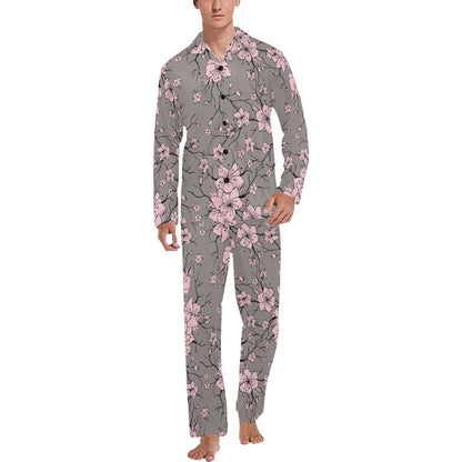 Cherry Blossom Pattern Print Design CB05 Men's Long Pajama Set