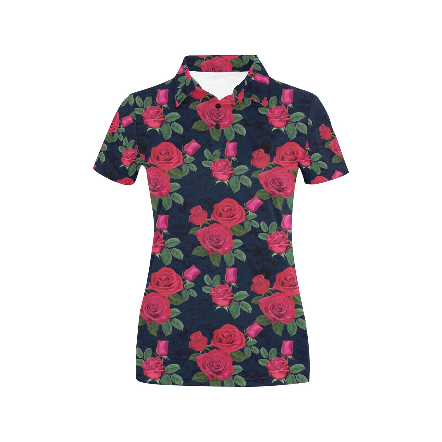 Rose Pattern Print Design A04 Women's Polo Shirt