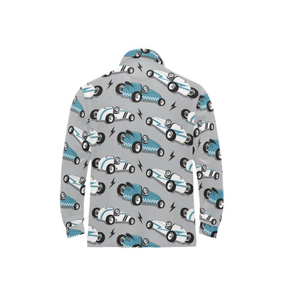 Racing Vintage Pattern Print Design A02 Long Sleeve Polo Shirt For Men's