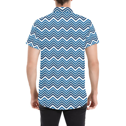 Chevron Print Design LKS403 Men Short Sleeve Button Up Shirt