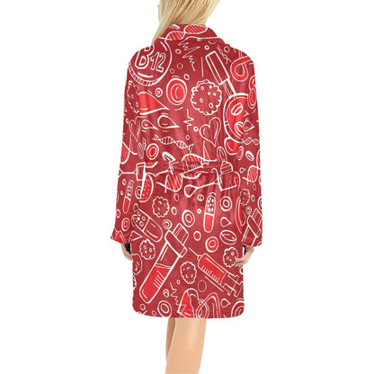 Phlebotomist Pattern Print Design A02 Women's Fleece Robe
