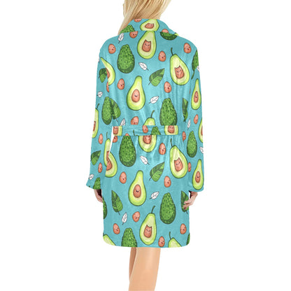 Avocado Pattern Print Design AC05 Women's Fleece Robe