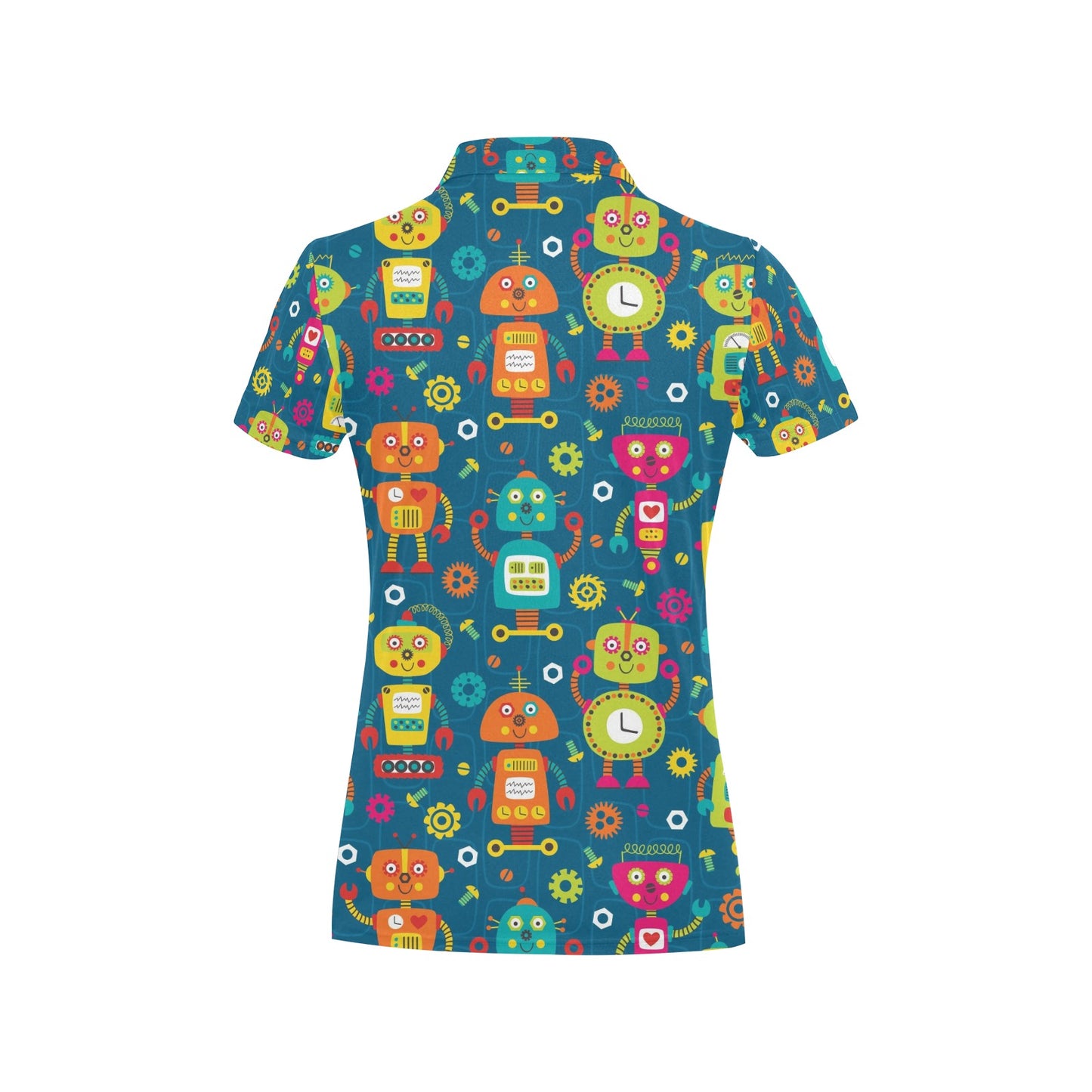 Robot Pattern Print Design A04 Women's Polo Shirt