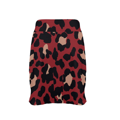 Cheetah Red Print Pattern 17" Golf & Pickleball Skort with Pockets