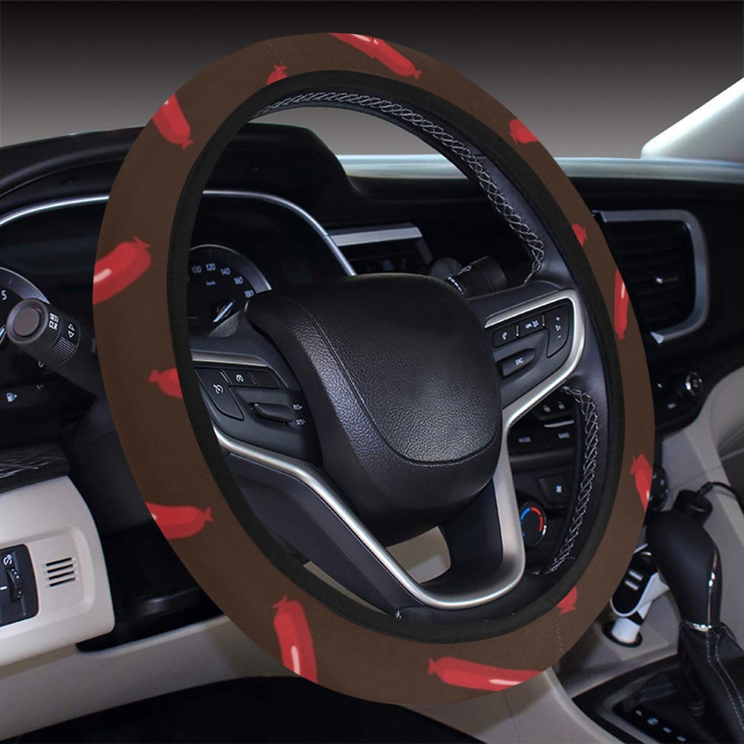Sausage Print Design LKS302 Steering Wheel Cover with Elastic Edge