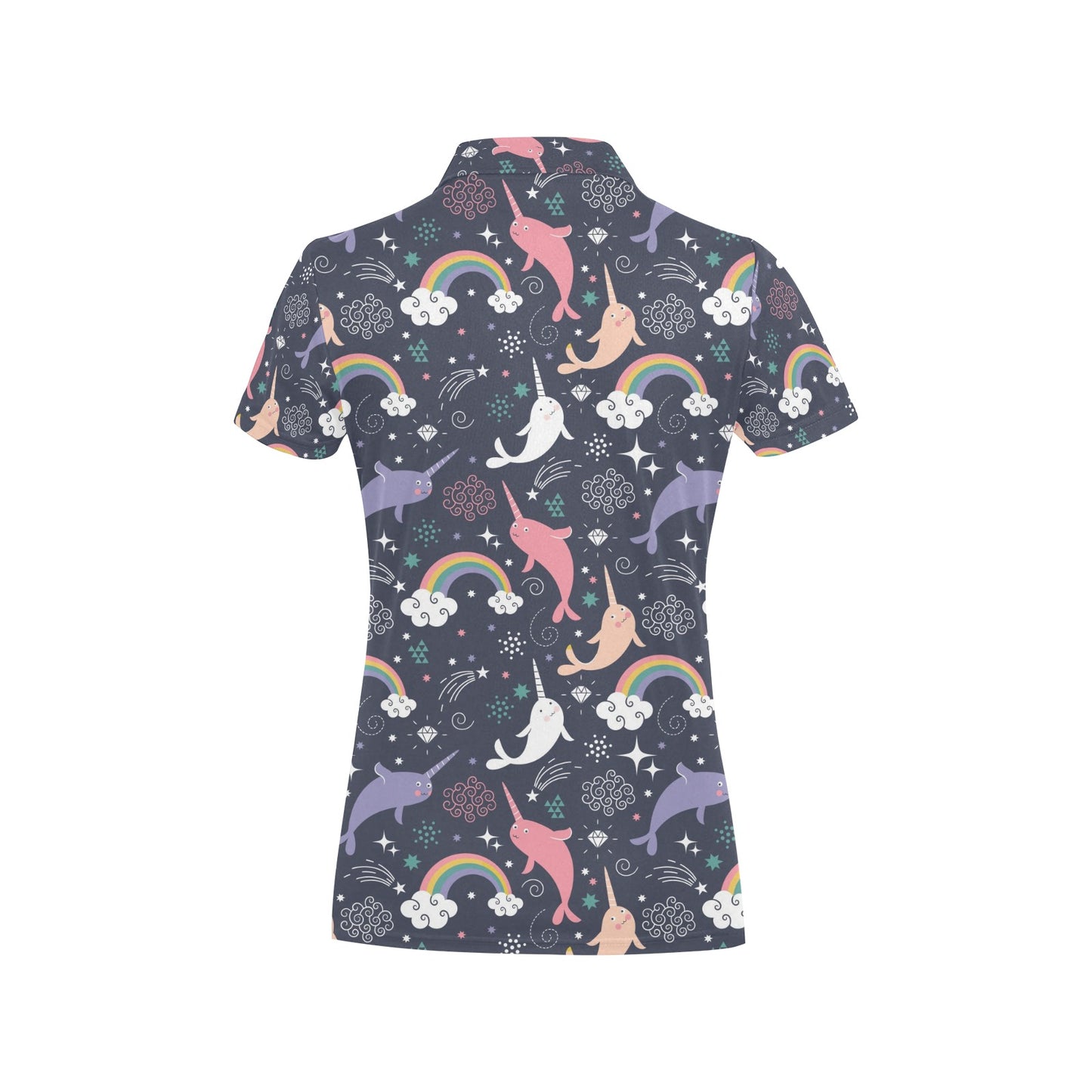 Narwhal Pattern Print Design 01 Women's Polo Shirt