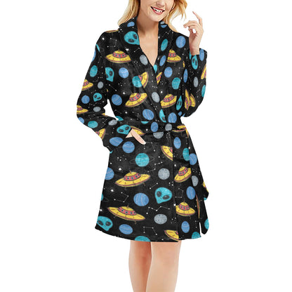 UFO Alien Print Design LKS306 Women's Fleece Robe