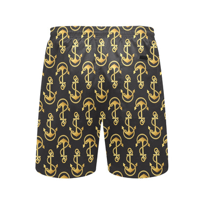 Anchor Gold Pattern Men's Swim Trunks Beach Shorts
