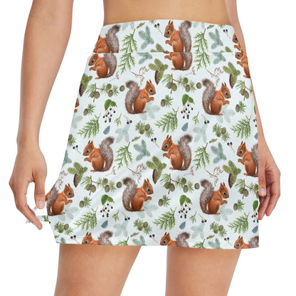 Squirrel Print Design LKS308 17" Golf & Pickleball Skort with Pockets