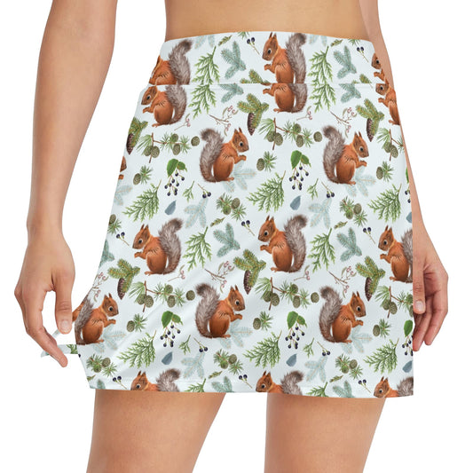 Squirrel Print Design LKS308 17" Golf & Pickleball Skort with Pockets