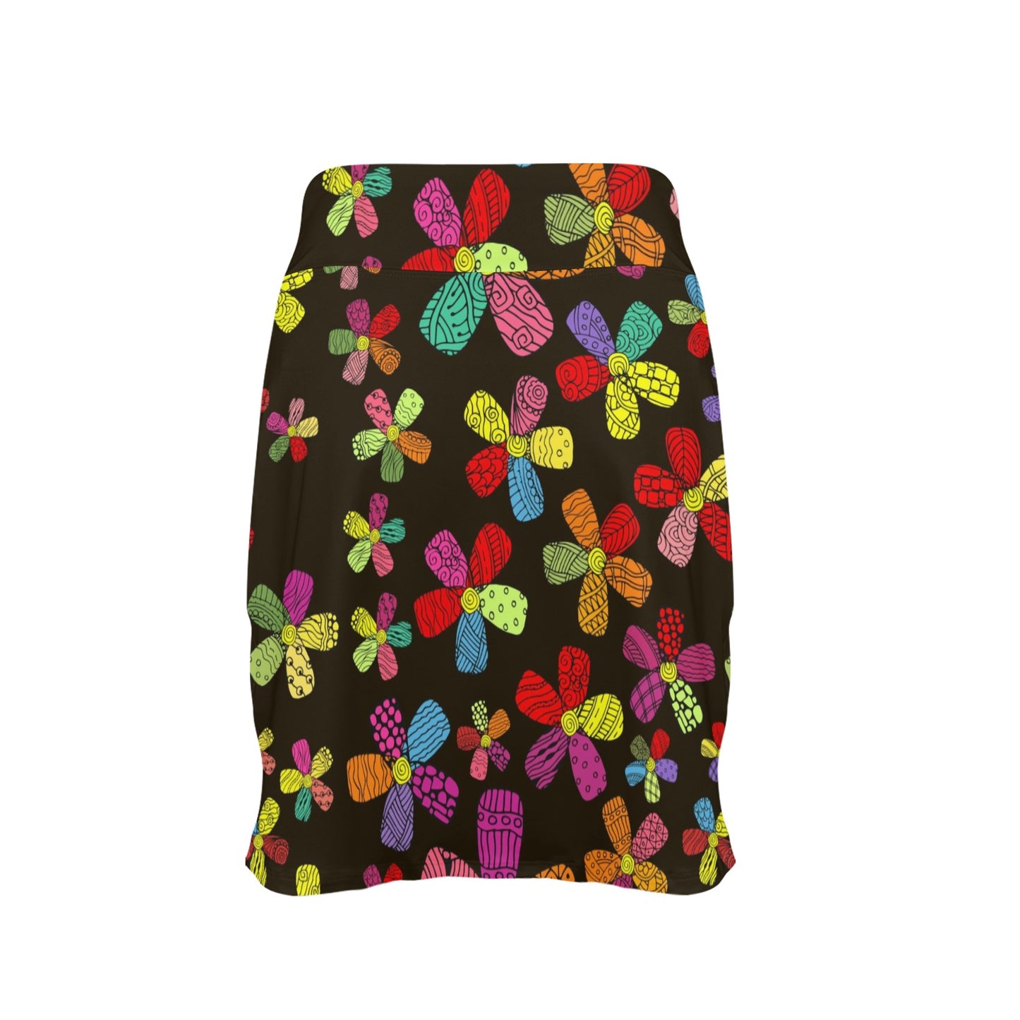 Flower Power Colorful Print Pattern 17" Golf & Pickleball Skort with Pockets