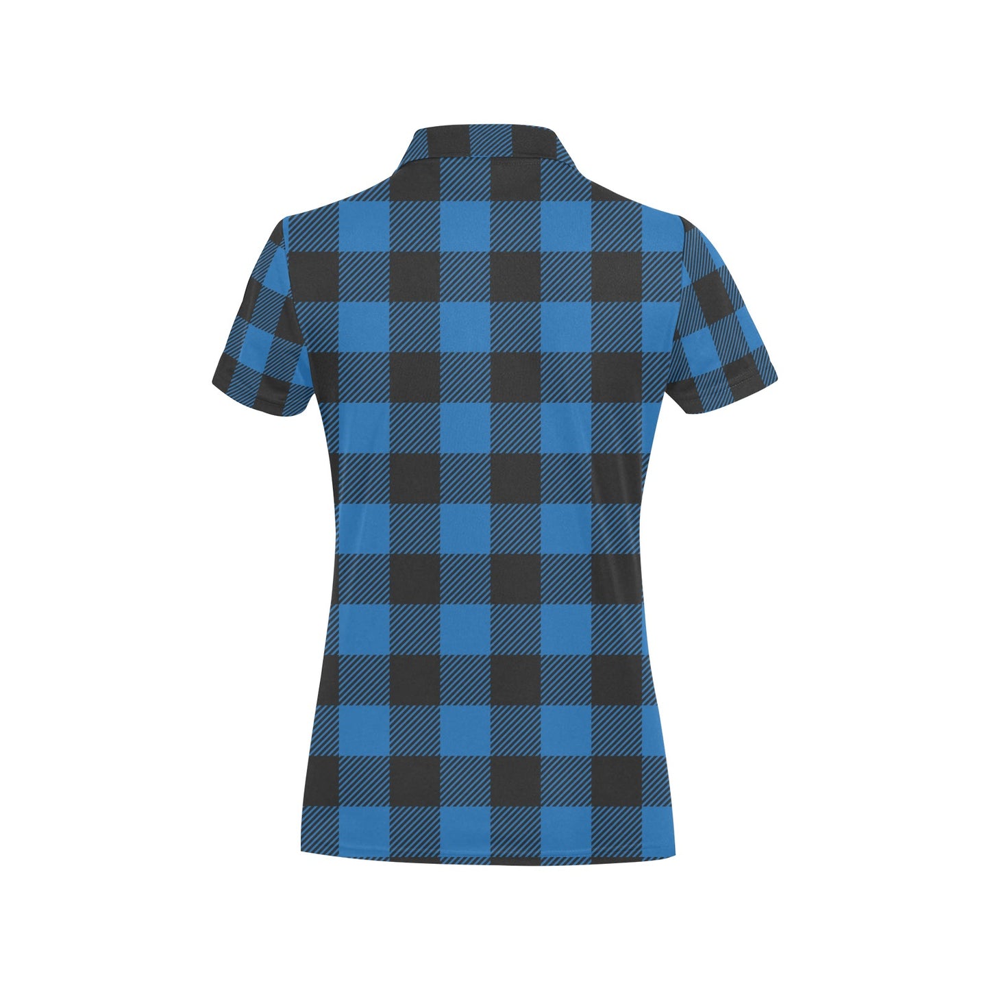 Buffalo check Blue Pattern Print Design 03 Women's Polo Shirt