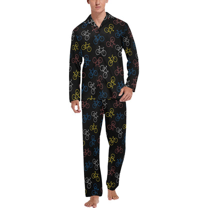 Bicycle Pattern Print Design 03 Men's Long Pajama Set