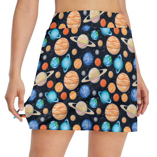 Planet Colorful Print Design LKS301 17" Golf & Pickleball Skort with Pockets