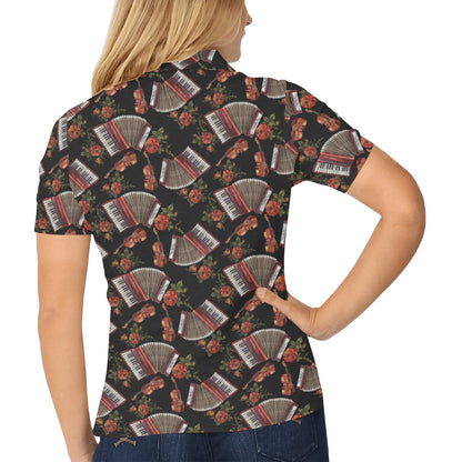Accordion Print Design LKS403 Women's Polo Shirt