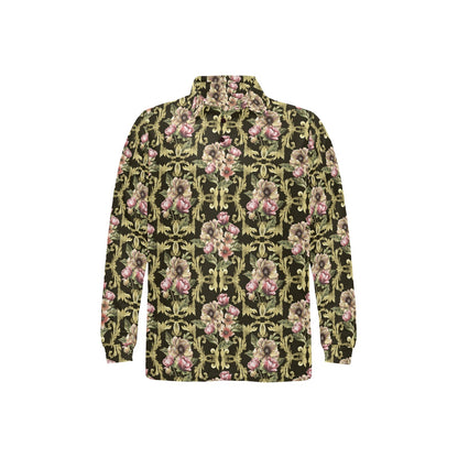 Baroque Pattern Print Design 02 Long Sleeve Polo Shirt For Men's