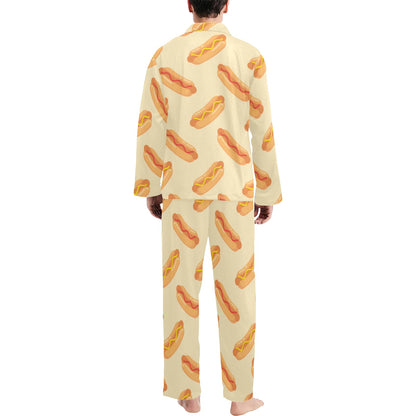 Hot Dog Pattern Print Design 05 Men's Long Pajama Set