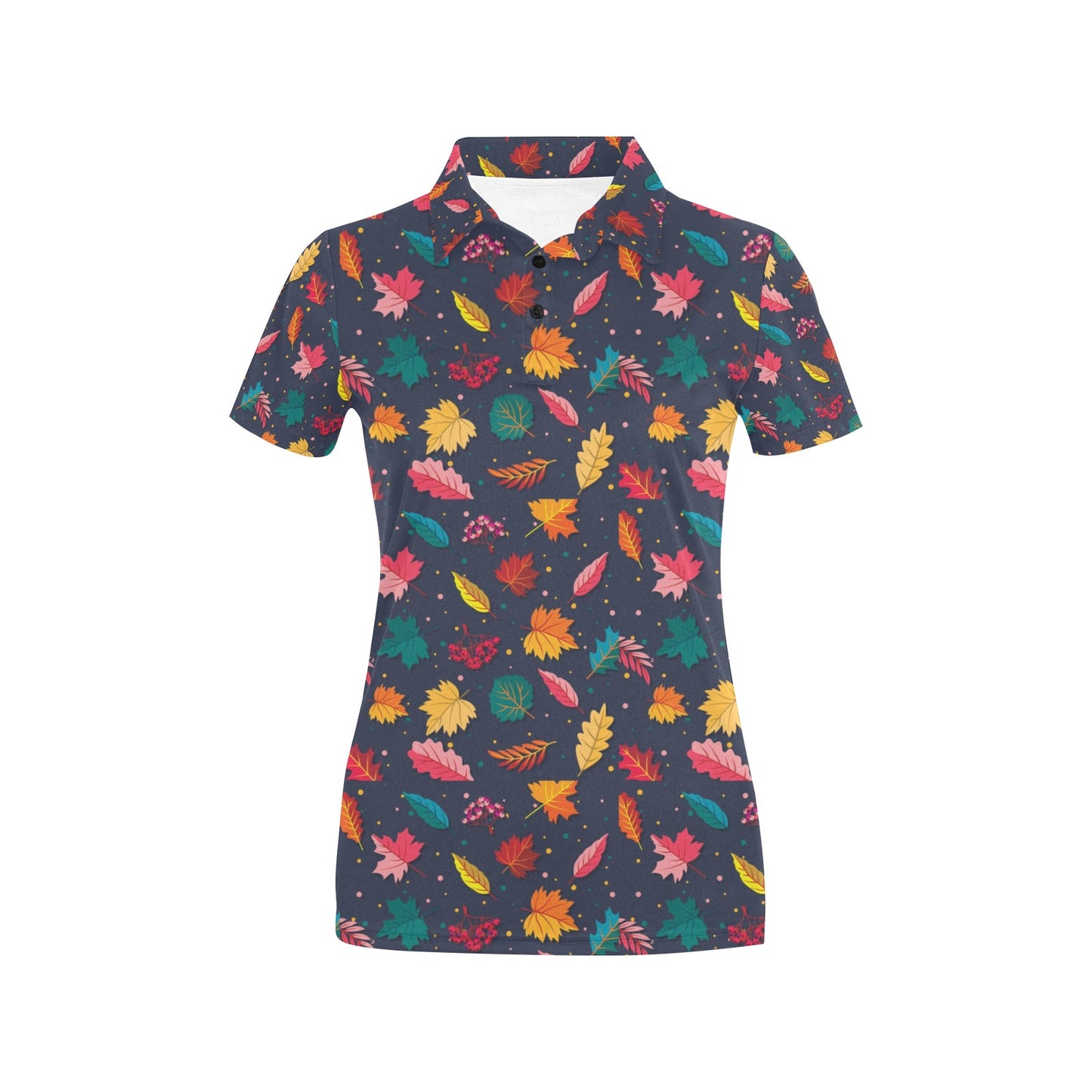 Elm Leave Colorful Print Pattern Women's Polo Shirt