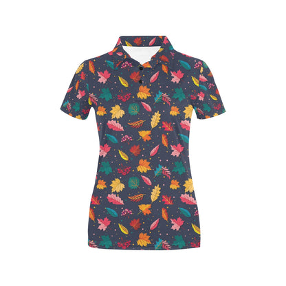 Elm Leave Colorful Print Pattern Women's Polo Shirt