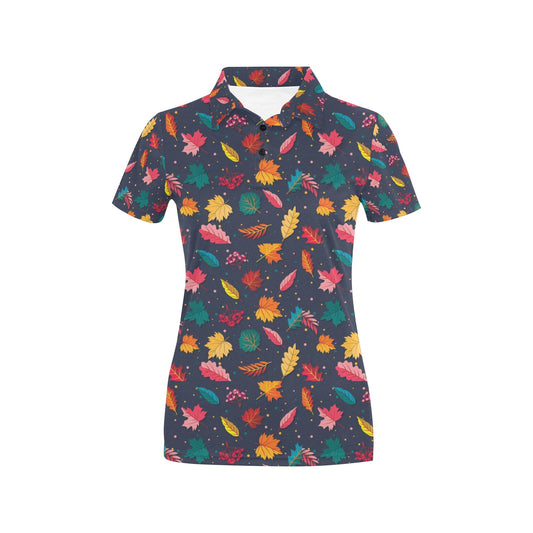 Elm Leave Colorful Print Pattern Women's Polo Shirt