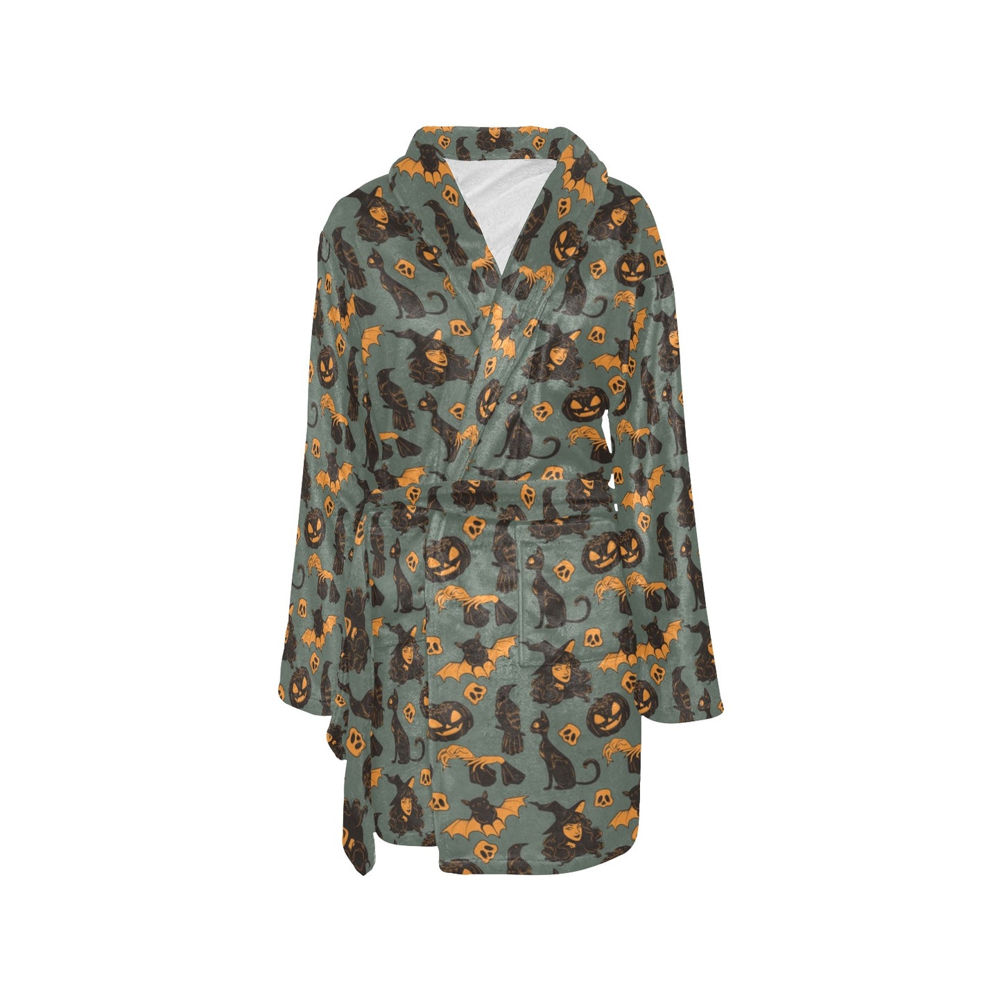 Witch Bat Halloween Print Design LKS305 Women's Fleece Robe