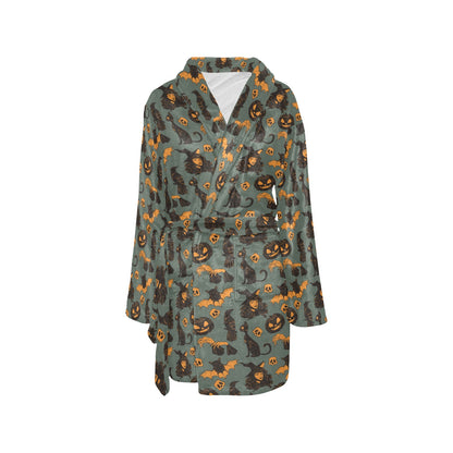 Witch Bat Halloween Print Design LKS305 Women's Fleece Robe