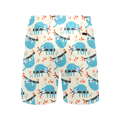 Sloth Print Design LKS3011 Men's Swim Trunks Beach Shorts