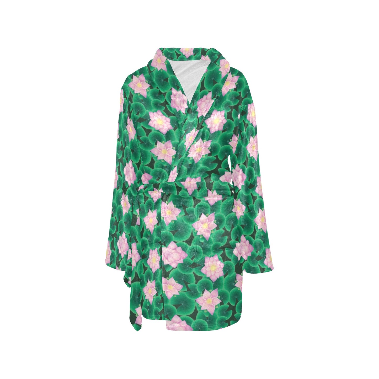 Water Lily Print Design LKS303 Women's Fleece Robe