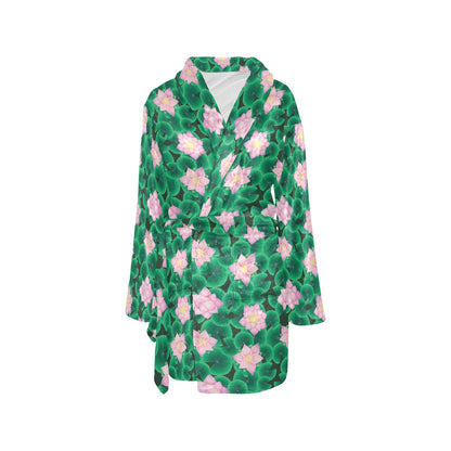 Water Lily Print Design LKS303 Women's Fleece Robe