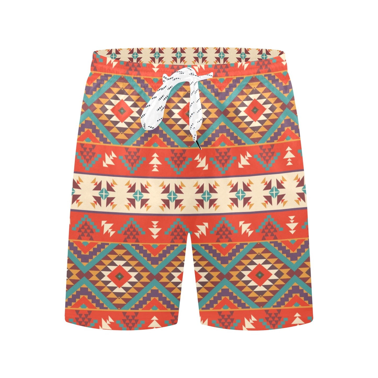 Aztec Red Print Pattern Men's Swim Trunks Beach Shorts