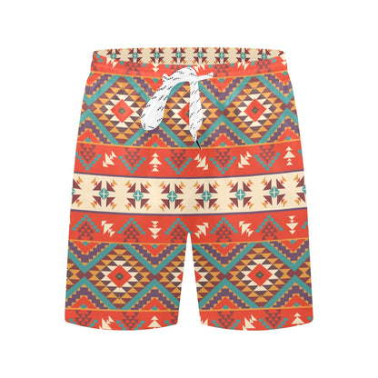 Aztec Red Print Pattern Men's Swim Trunks Beach Shorts