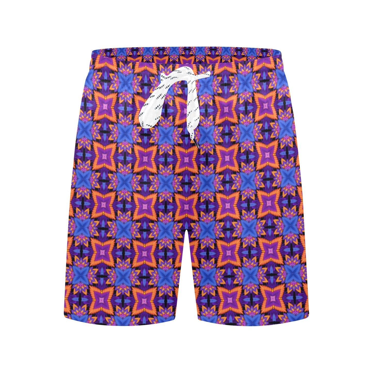 kaleidoscope Purple Orange Print Design Men's Swim Trunks Beach Shorts