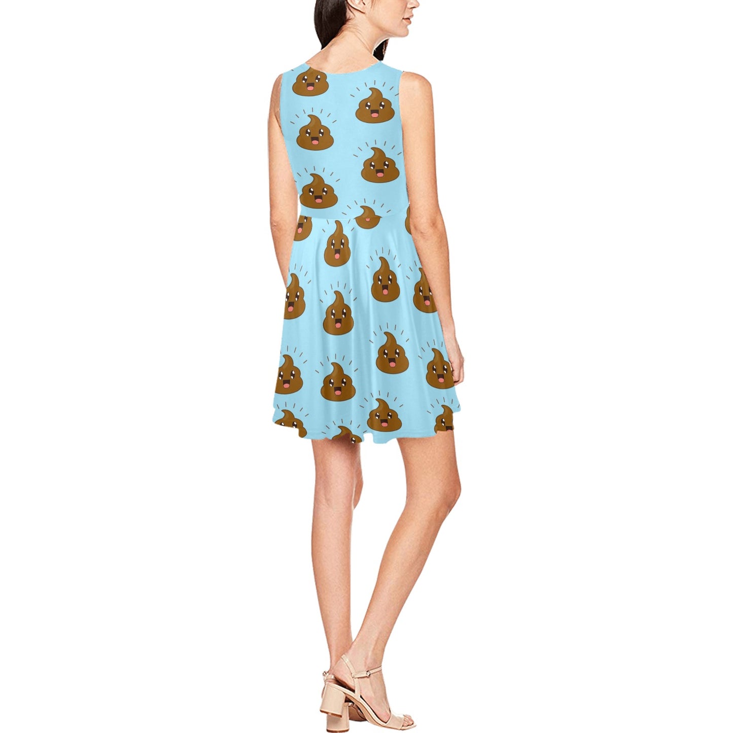 Poop Emoji Pattern Print Design A03 Sleeveless Dress