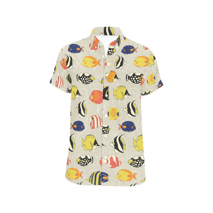 Angelfish Print Design LKS401 Men Short Sleeve Button Up Shirt