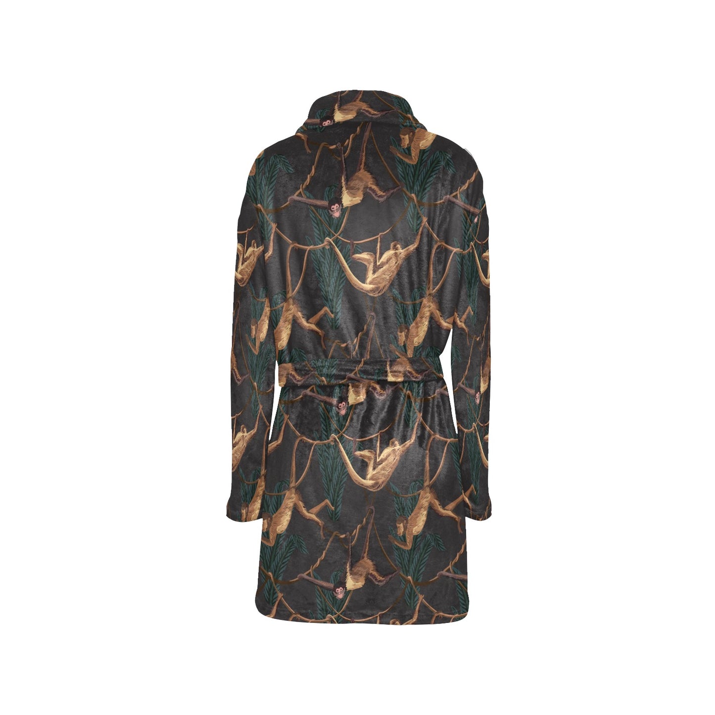 Monkey Pattern Print Design 02 Women's Fleece Robe