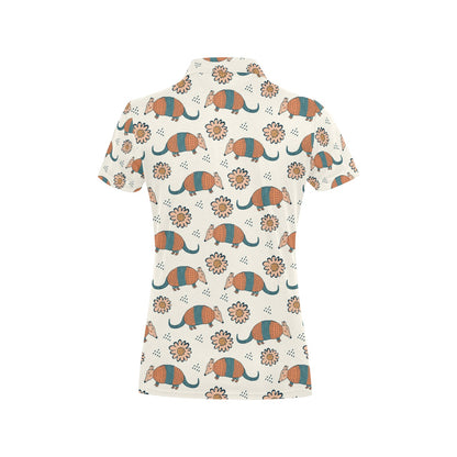 Armadillo Pattern Print Design 02 Women's Polo Shirt