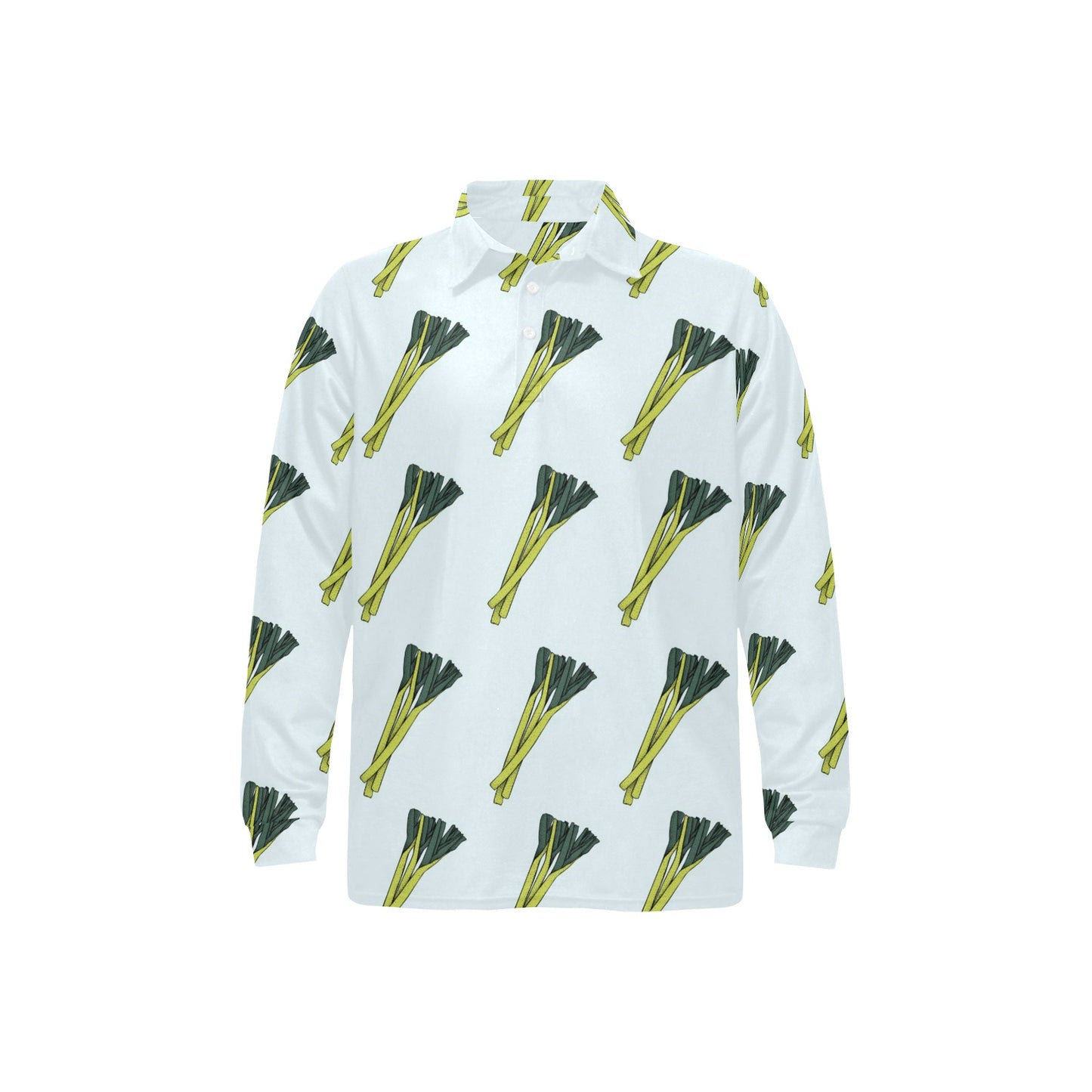 Leek Pattern Print Design 03 Long Sleeve Polo Shirt For Men's