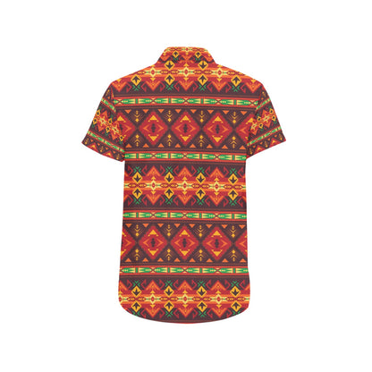 Southwest Pattern Print Design LKS309 Men Short Sleeve Button Up Shirt