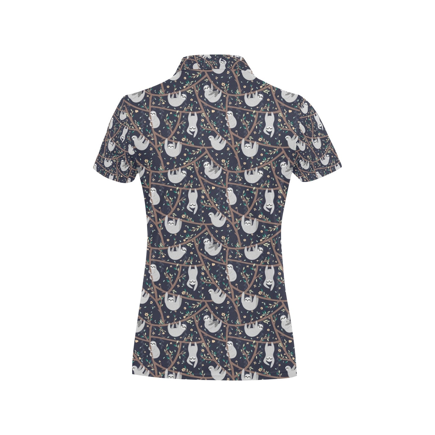 Sloth Happy Design Themed Print Women's Polo Shirt