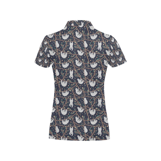 Sloth Happy Design Themed Print Women's Polo Shirt