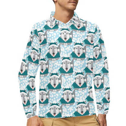 Alaskan Malamute Pattern Print Design 01 Long Sleeve Polo Shirt For Men's