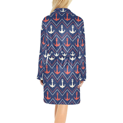 Anchor Pattern Print Design 07 Women's Fleece Robe