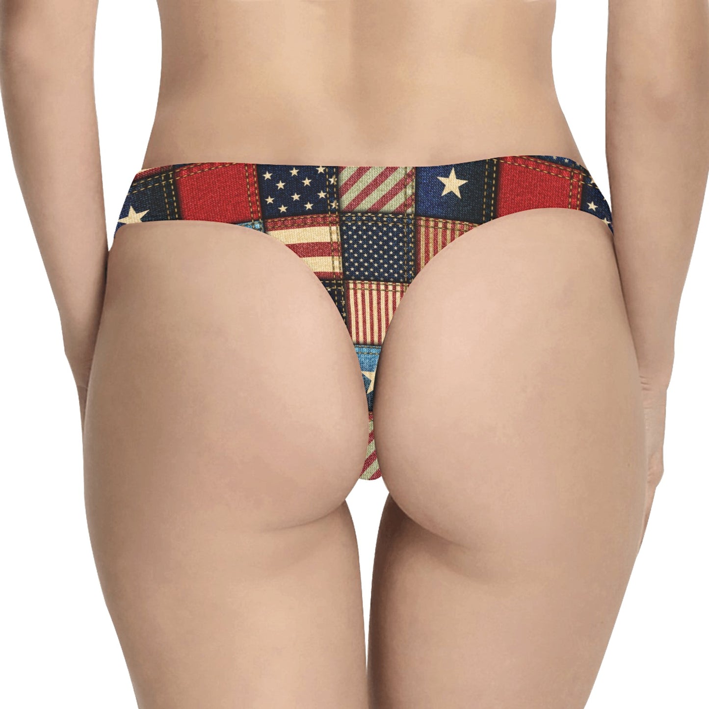 American flag Patchwork Design Women's Thongs