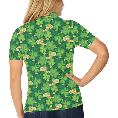 Shamrock Print Design LKS301 Women's Polo Shirt