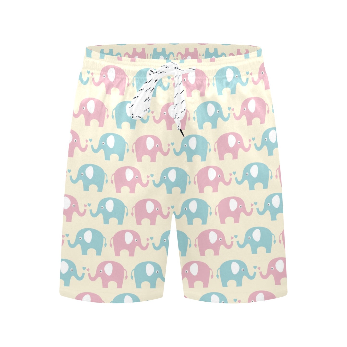 Elephant Baby Pastel Print Pattern Men's Swim Trunks Beach Shorts