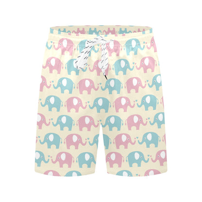 Elephant Baby Pastel Print Pattern Men's Swim Trunks Beach Shorts