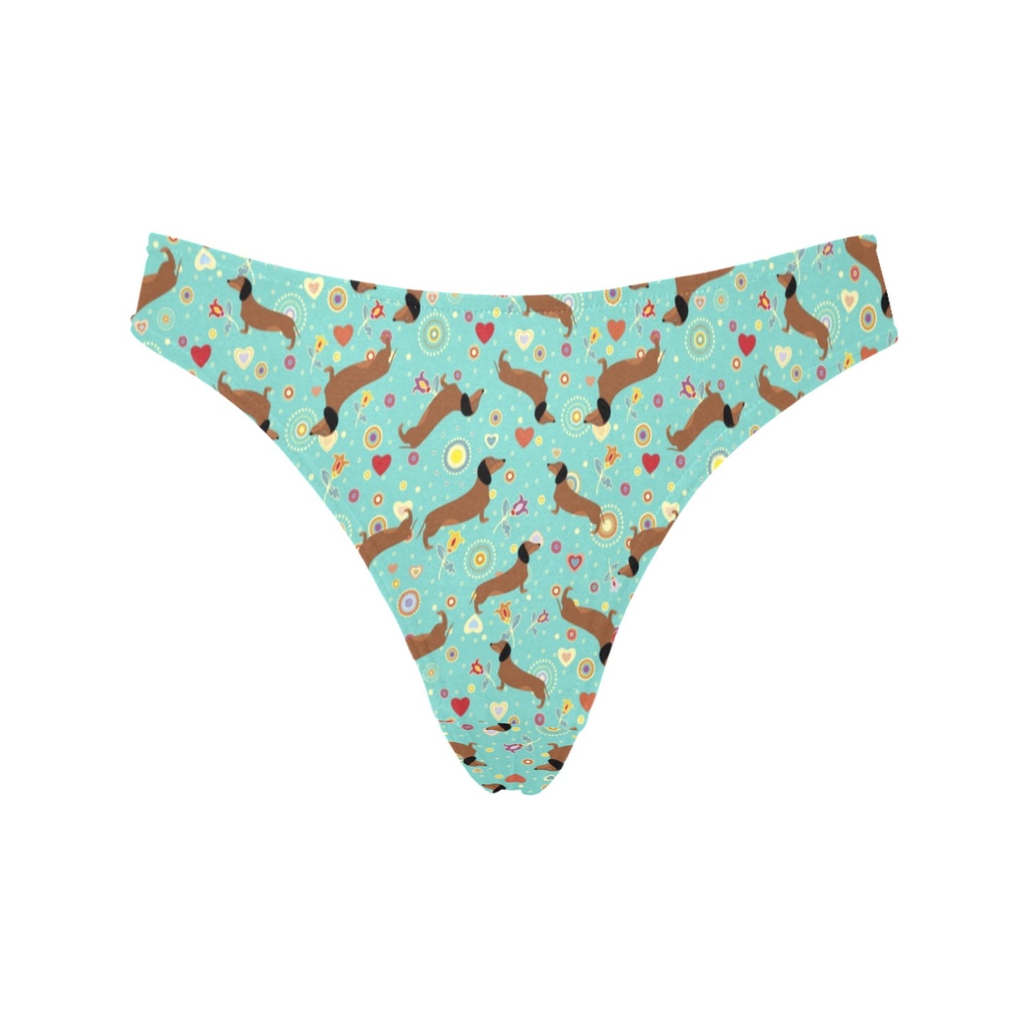 Dachshund with Floral Print Pattern Women's Thongs