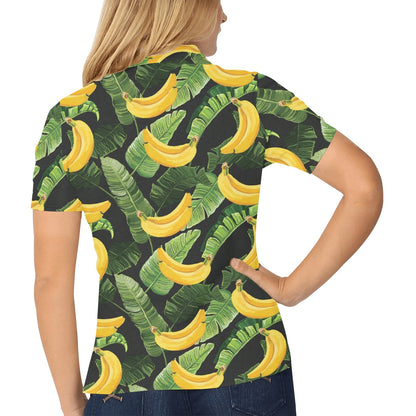 Banana Pattern Print Design BA01 Women's Polo Shirt