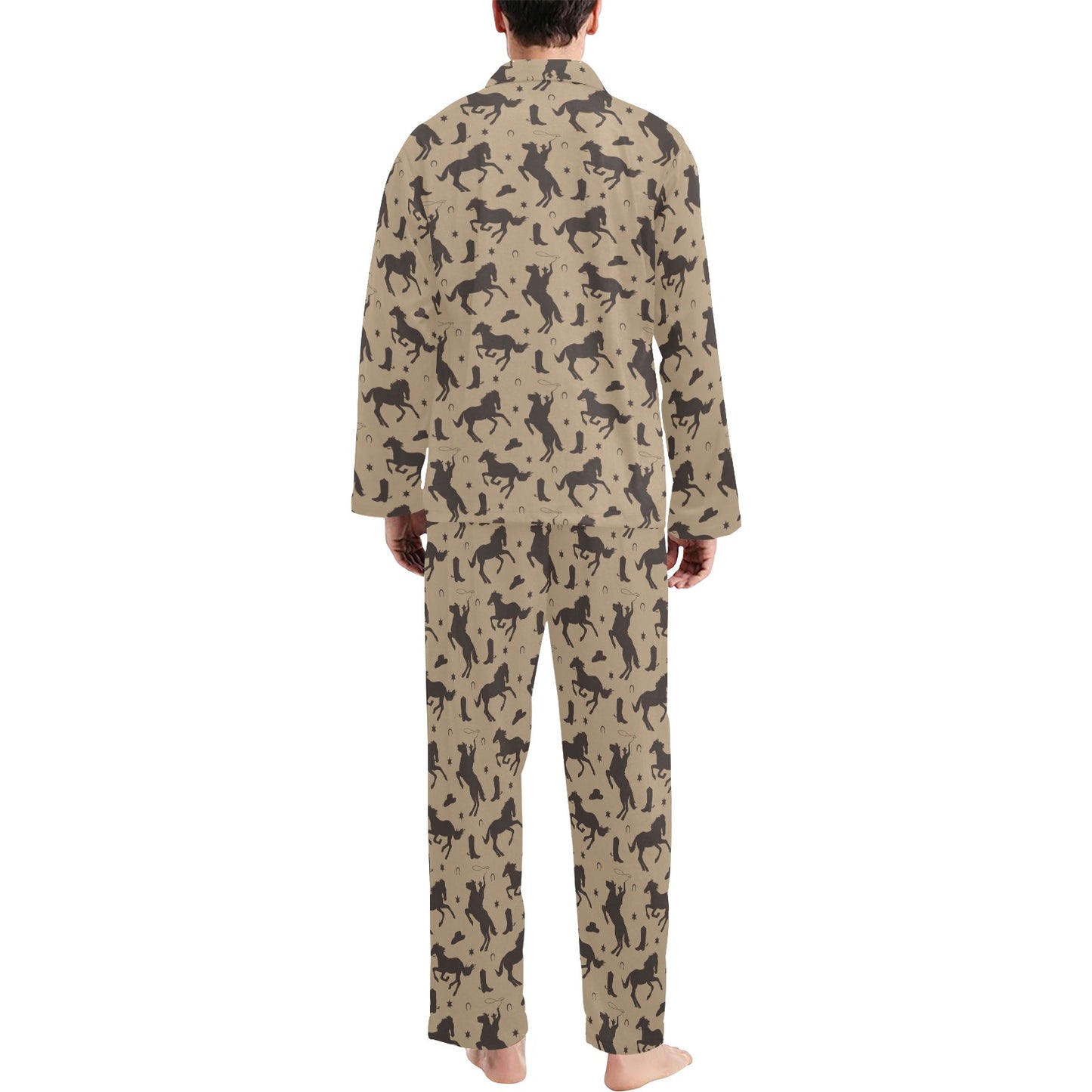 Cowboy Pattern Print Design 05 Men's Long Pajama Set