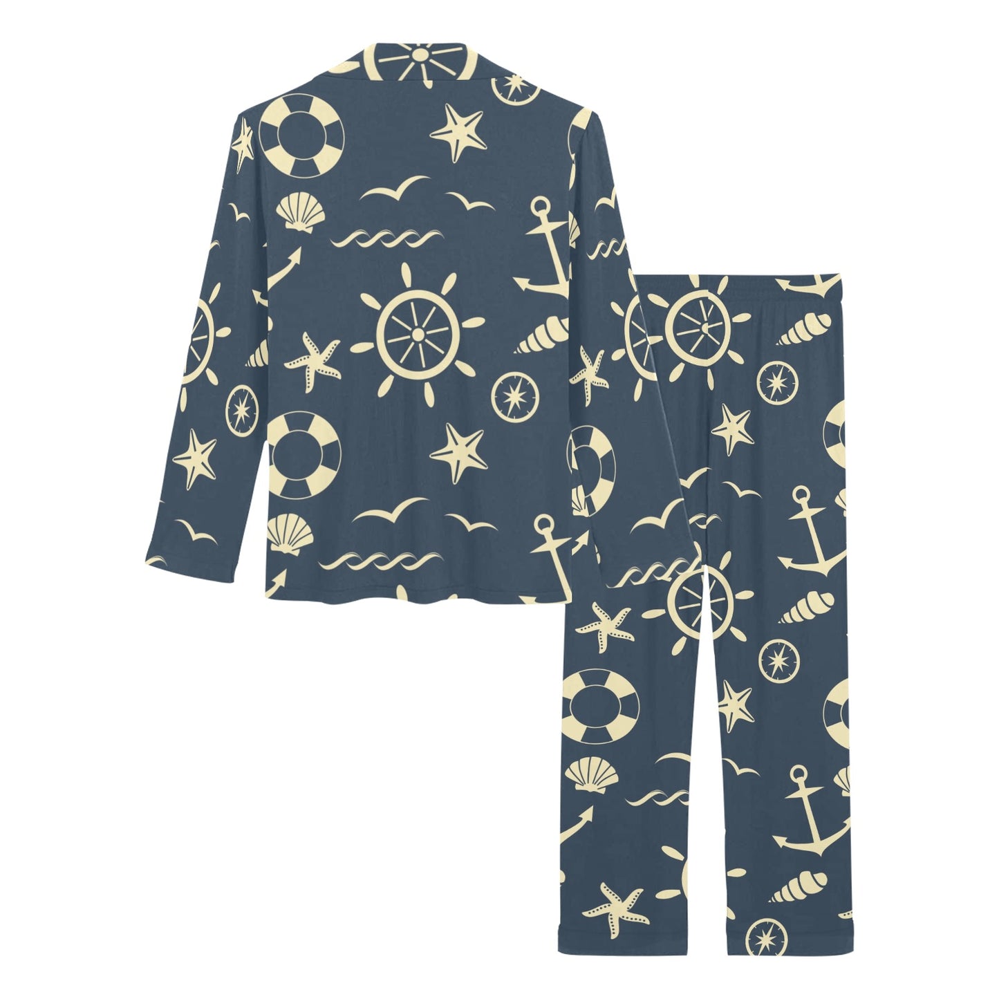 Nautical Pattern Print Design A01 Women's Long Pajama Set